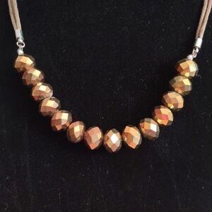 Gold Faceted Bead Necklace with Sparkling Finish